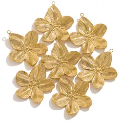 5PCS Stainless Steel Flower Pendant PVD Plating Ladies Jewellery DIY Earrings Necklace Fashion Party Jewellery Exquisite Gifts