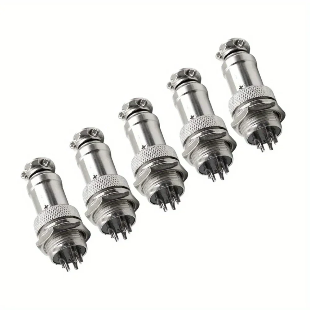 5 Sets 16mm 5 Pin Din Female/Male Aviation Wire Connector Plug, GX16 Metal Chassis Connector Socket   Circular Connector