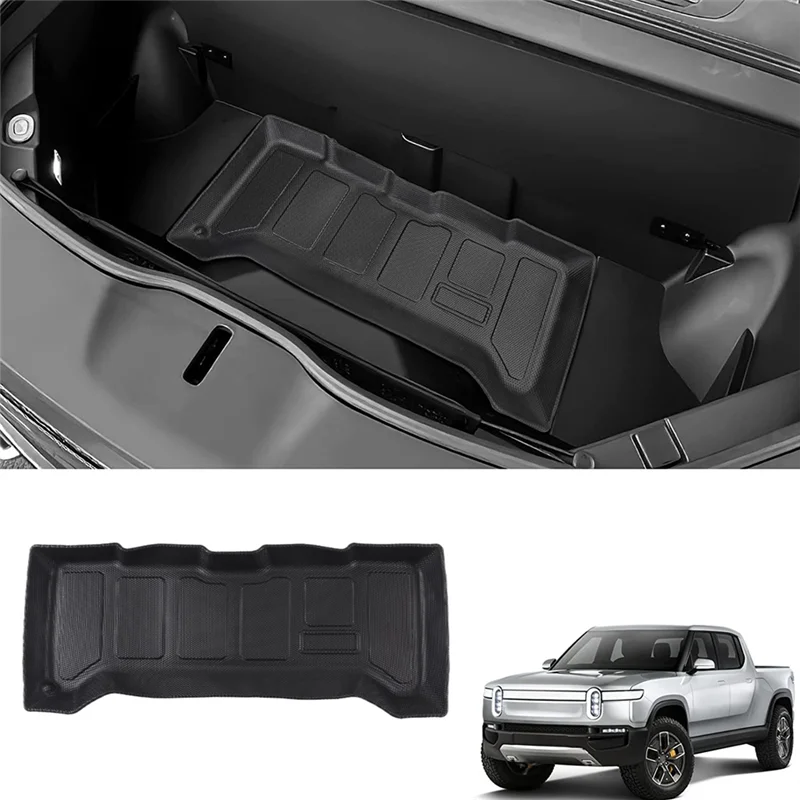 Front Trunk Mat for R1T R1S 2022 2023 Accessories, Upgrade Lower Layer TPE Front Cargo Liner Trunk Mats