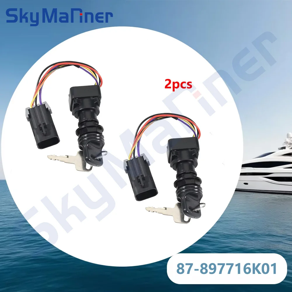 

897716 3-Position Ignition Key Switch W/Harness 87-897716K01 2PCS For Mercury Marine Quicksilver Outboard Motor replaces parte