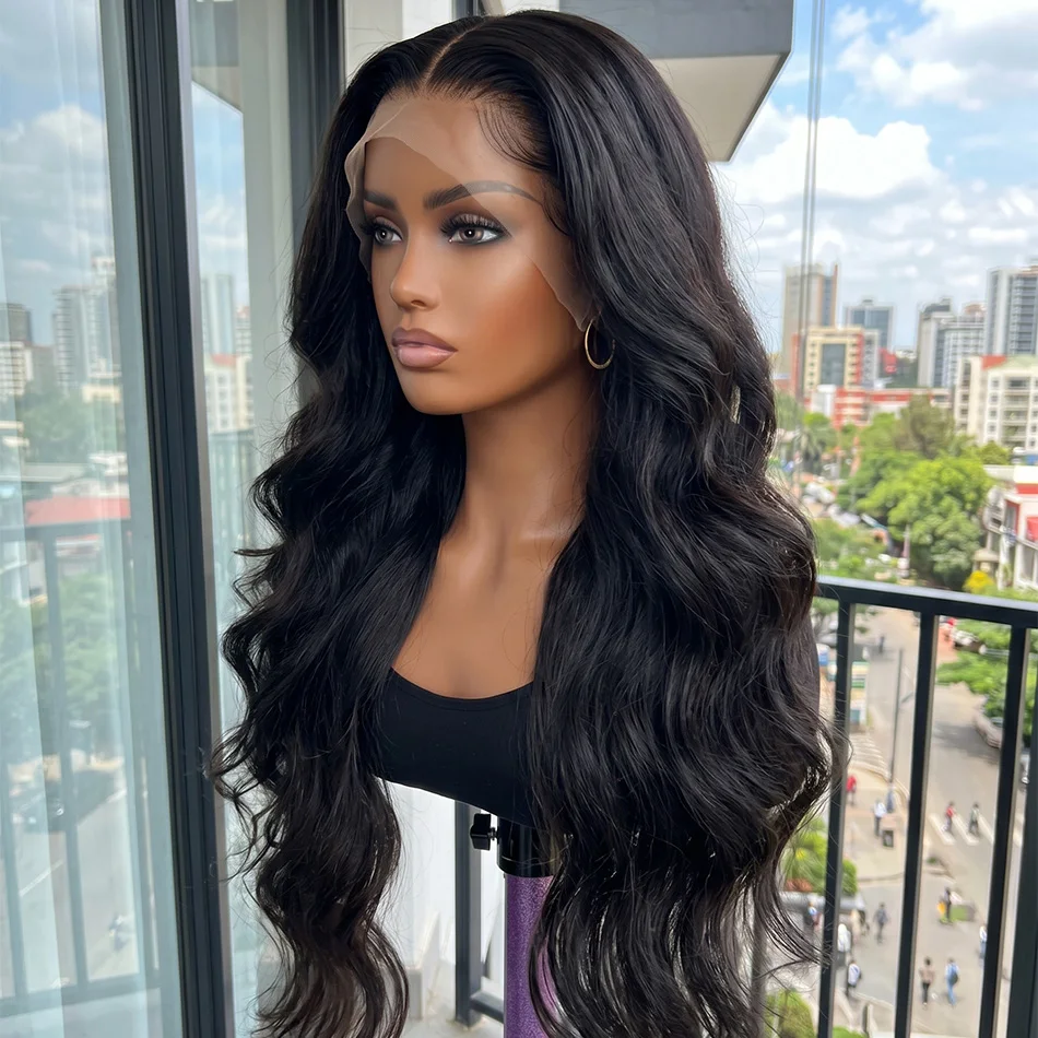 

Premium 40 Inch Extra Long 250% Density Natural Black Body Wave 13x4 HD Lace Frontal Bouncy Silky Soft 13x6 Remy Human Hair Wigs Pre Plucked Hairline Invisible Bleached Knots 5x5 Closure Wear and Go Tape Free Thick Full Ends