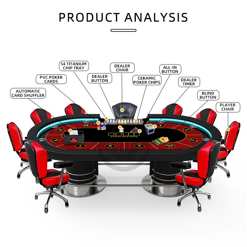 One-Stop Customization Service - Casino Texas Hold'em Poker Table Set with Casino Chair, Poker Chips, Poker Cards