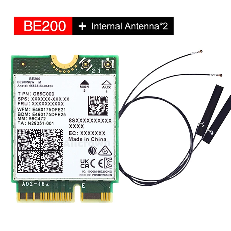 WiFi 7 BE200 Bluetooth 5.4 Wifi カードトライバンド 2.4G/5G/6GHz ワイヤレスネットワークアダプタ Windows 10/11 PC ラップトップ用アンテナ付き