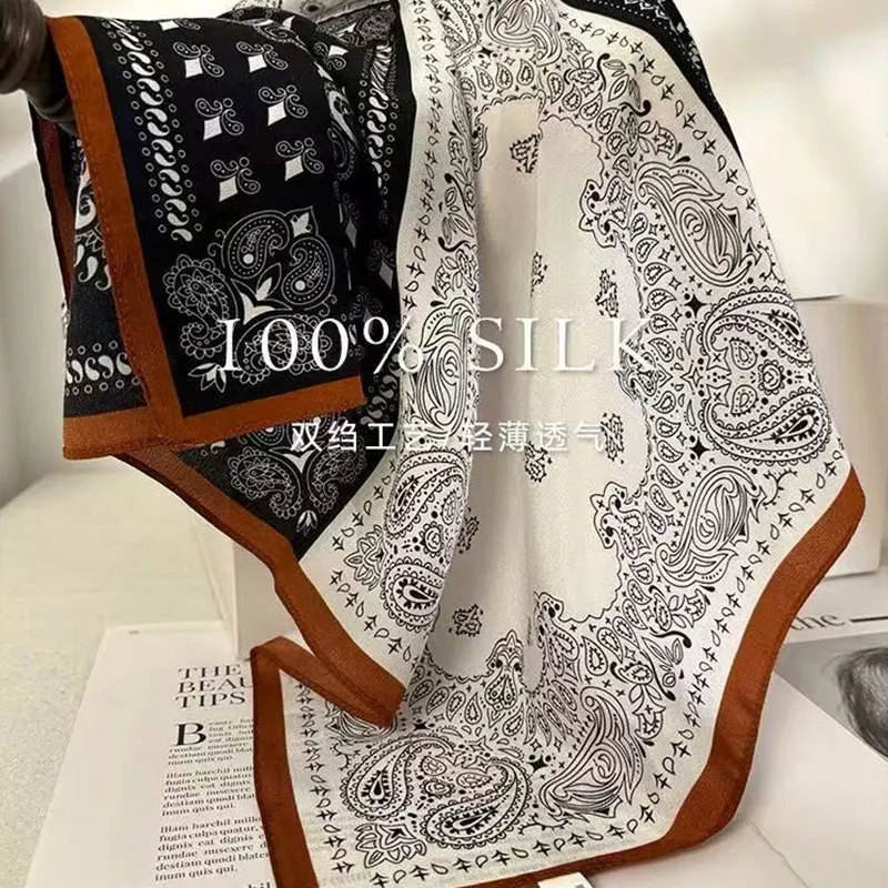 

Модный шарф из 100% натурального шелка для женщин, 65 см, галстук на шею, женский платок, шаль, квадратный шейный платок, хиджаб, шарфы высокого качества