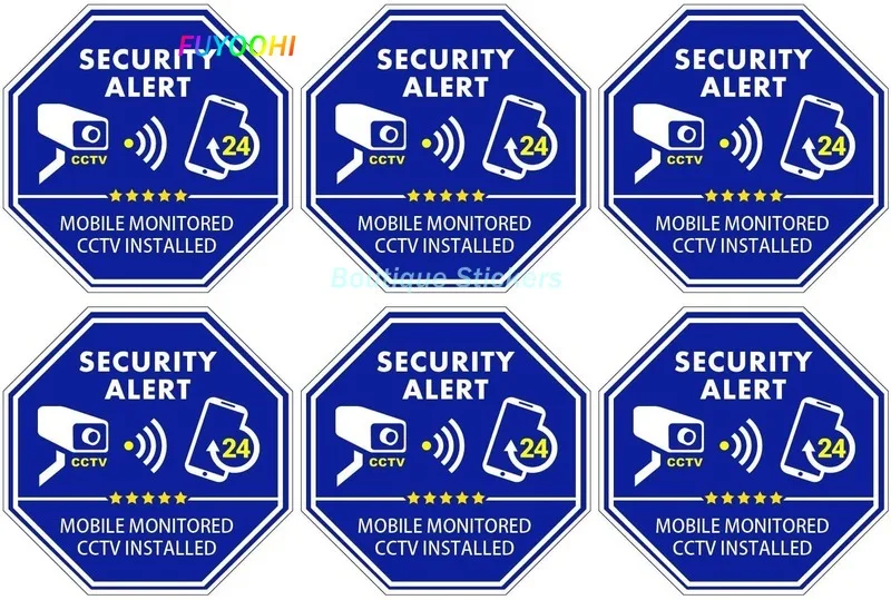 

FUYOOHI Exterior/Protection Boutique Stickers CCTV Video Surveillance Security Mobile Monitored Installed Decal, Indoor Outdoor