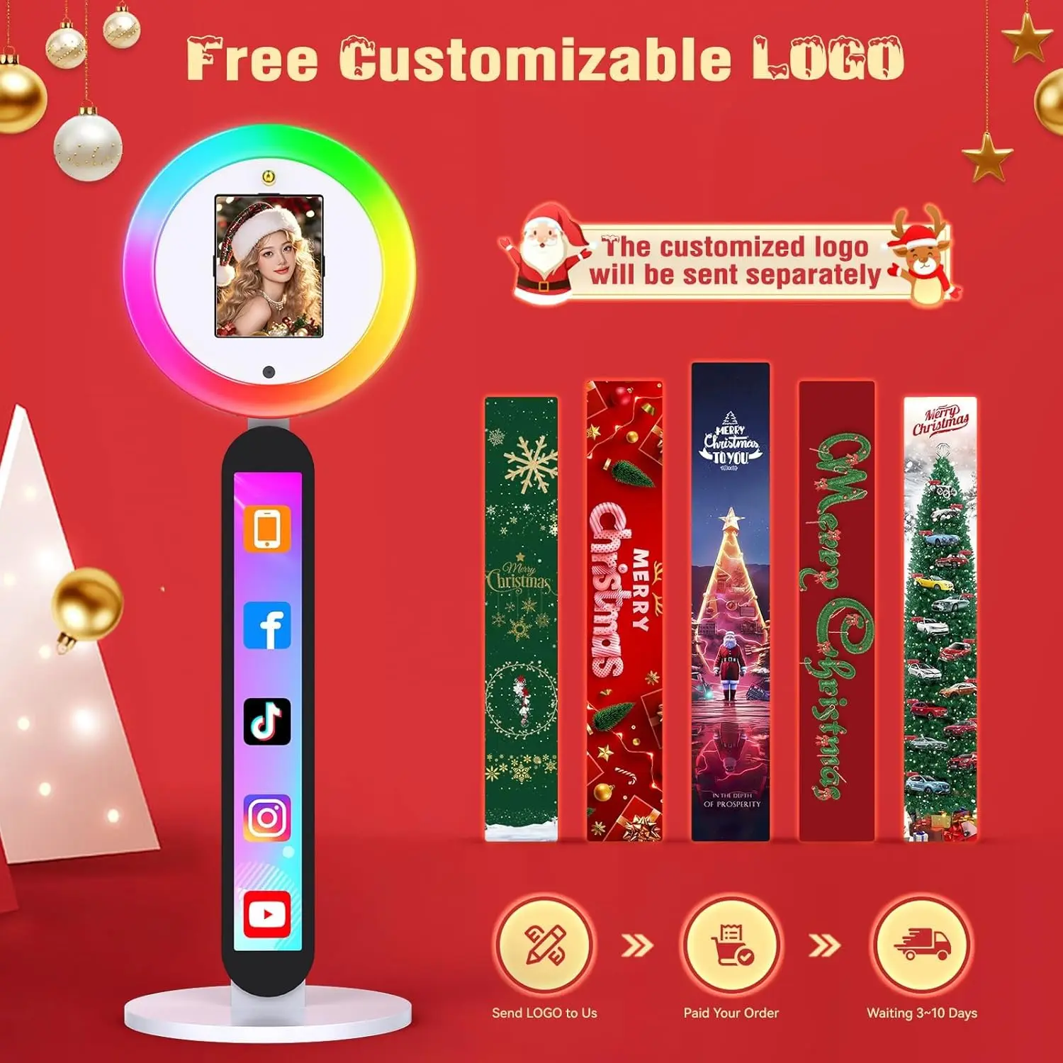 US DE Stock Portable Ipad Photo Booth For Wedding Party Rental Business Voice Control RGB Photobooth Mahchine With Flight Case Free Costomaziton Logo Free Fast Ship - view 5