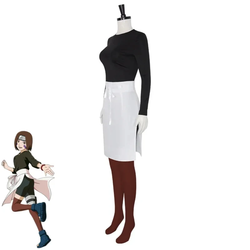 5;e,8\v,5/Anime Nohara Rin Cosplay Costume Ninja Black Long Sleeves Tops Skirt Apron Uniform Wig Adult Woman Sexy Caf,5'h\8/m' view 3