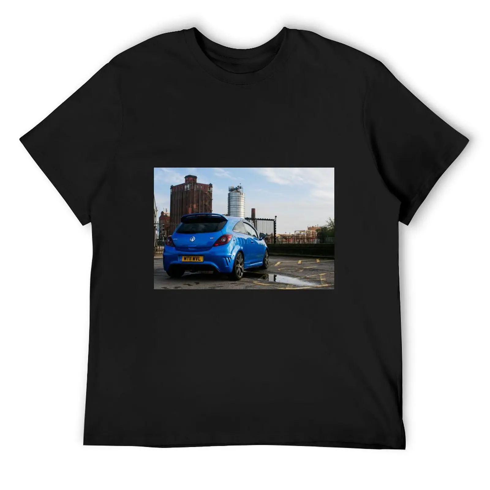 Arden Blue Corsa VXR in an industrial estate T-Shirt anime clothes cotton graphic tees mens workout shirts