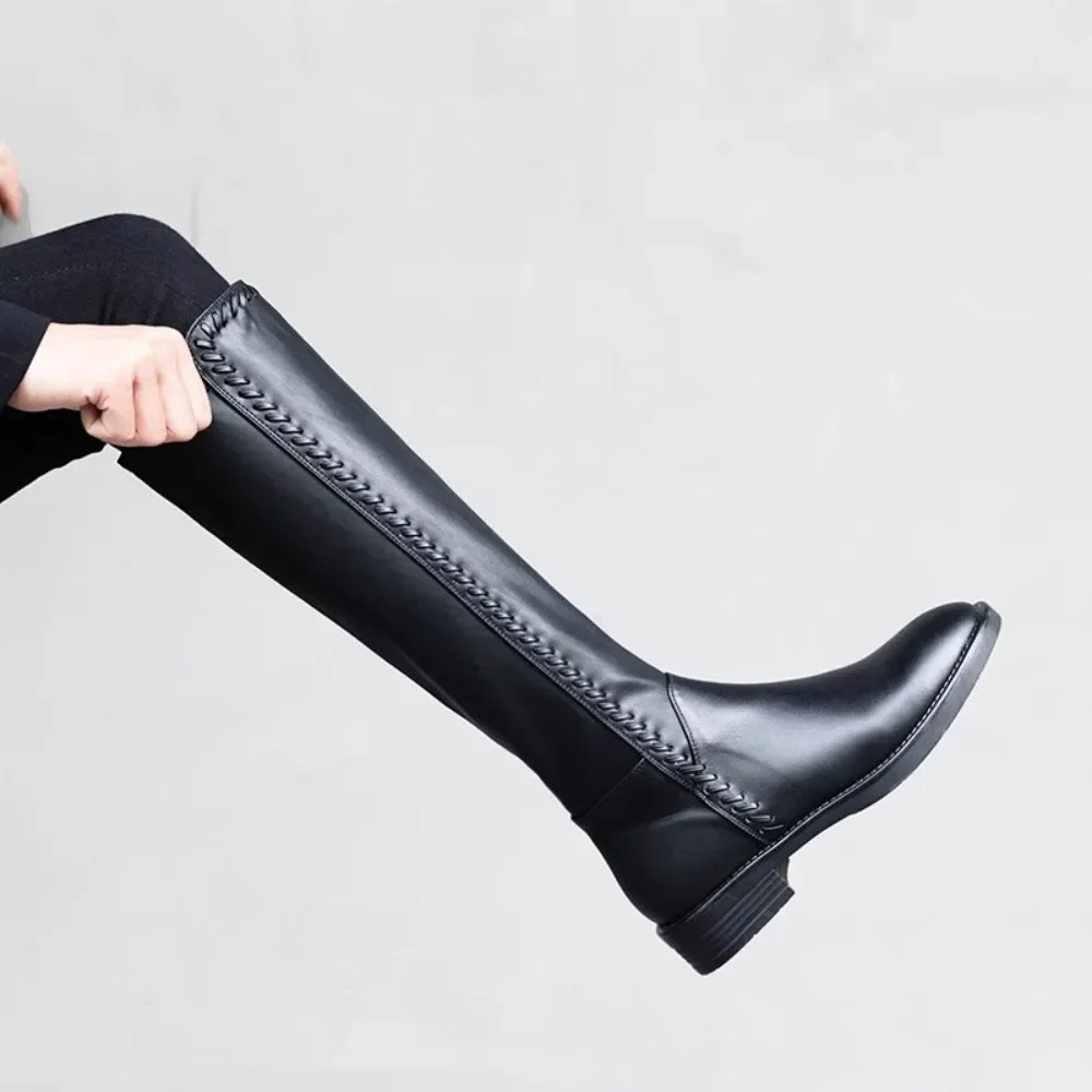 Shoes for Women 2023 Autumn New Black Simple Women\'s Knee-High Boots Winter Keep Warm Zipper High Boots Botas Largas De Mujer