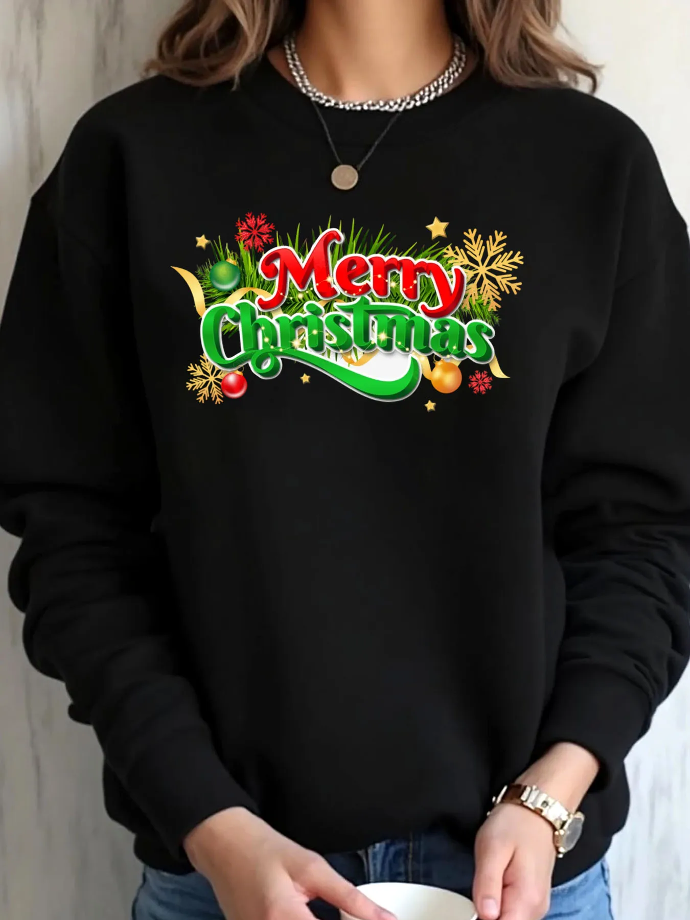 

Женская толстовка большого размера с рождественским принтом, верхняя одежда