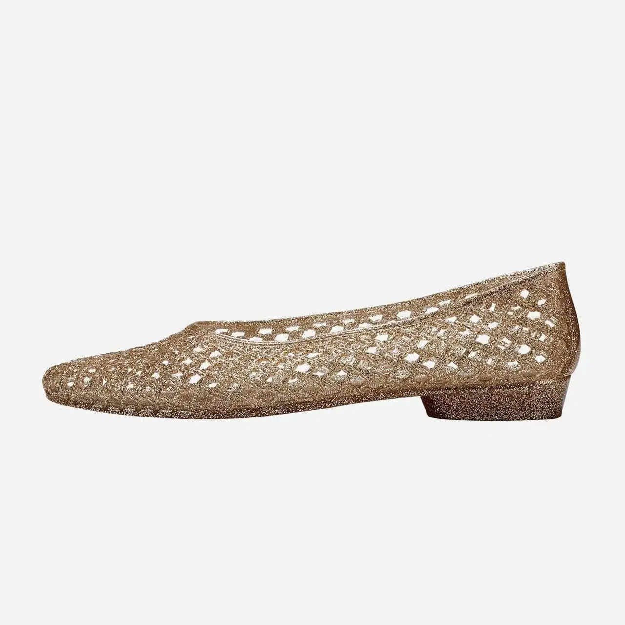 Neue V-Ausschnitt Kristall-Jelly-Schuhe, Modisch, Vielseitig, Bequem, Flache Einzelschuhe, Freizeitsandalen für Damen – Detail 9