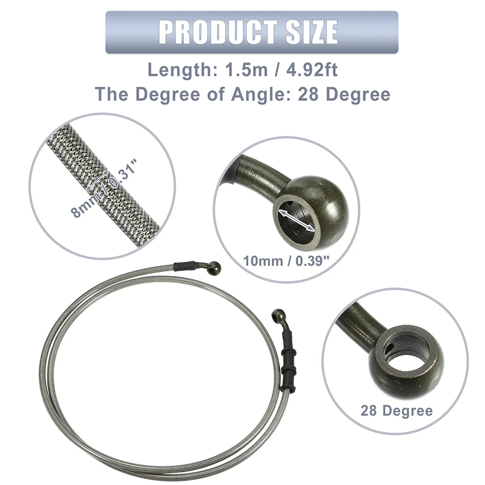 Tuyaux d'huile d'embrayage de frein en acier tressé pour moto, tuyau de ligne, banjo hydraulique résistant, course universelle, 28, 100mm-3000mm