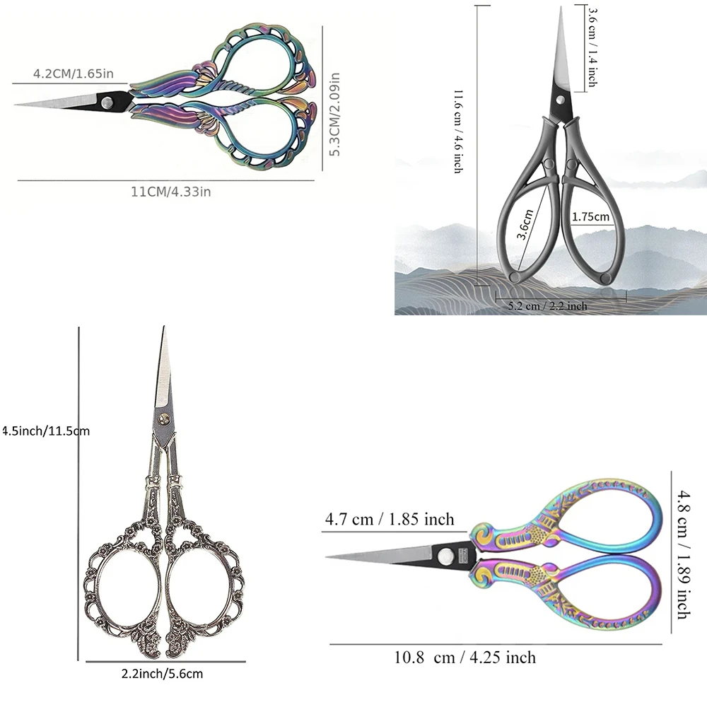 1PC, Flower Pattern Stainless Steel Vintage Scissors Sewing Embroidery Art Scissors Tailor Scissor Kitchen Shears Sewing Tool
