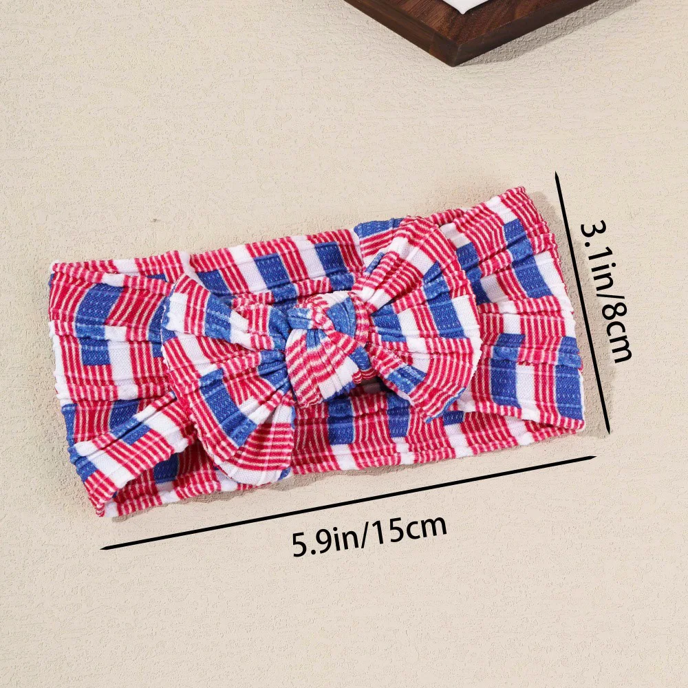 25 PCS, 4th of July Soft Nylon Headbands American Flag Printed Cable Knit Baby Turban Headwrap For Independence Day Headwear