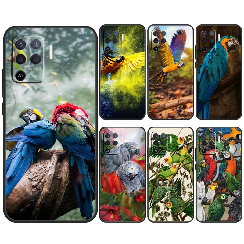 Animal Parrot Birds Case For OPPO A78 A98 A58 A15 A17 A77 A5 A9 A53 A96 A76 A16 A54 A74 A94 A52 A72 A79 A57S