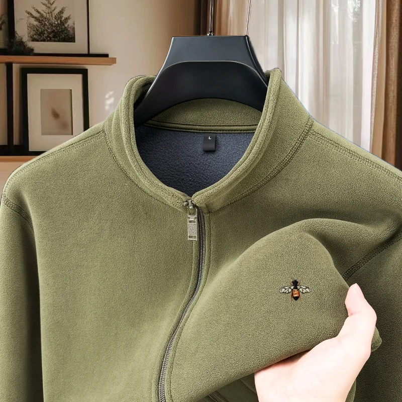 

Роскошный бренд Little Bee, изысканная вышивка, бестселлерная куртка с воротником-стойкой, осенне-зимняя новая мужская бархатная теплая молния