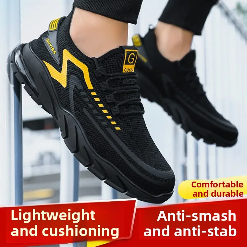 남성용 안전 신발 강철 발가락 부드러운 밑창 남성 신발 보호 기능이 있는 경량 통기성 작업 신발 내마모성
