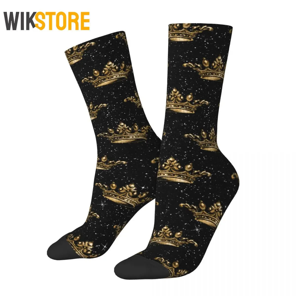 Chic Black And Gold Royal Crown Socks Men Women Funny Happy Socks Crazy Spring Summer Autumn Winter Socks Gift Breathable Sock