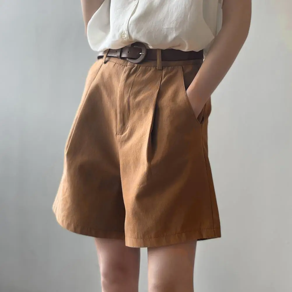 

Women Shorts Stylish Summer Women's High Waist A-line Shorts with Pockets for Office Wear Commute Knee Length Cargo Shorts for A