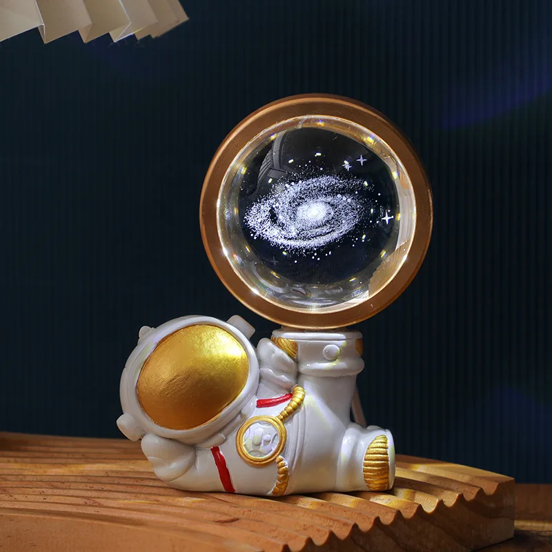 3D Creative Astronaut Crystal Ball Led Night Light for Children Bedroom Planet Space Solar System Lamp USB Christmas Kid Gift