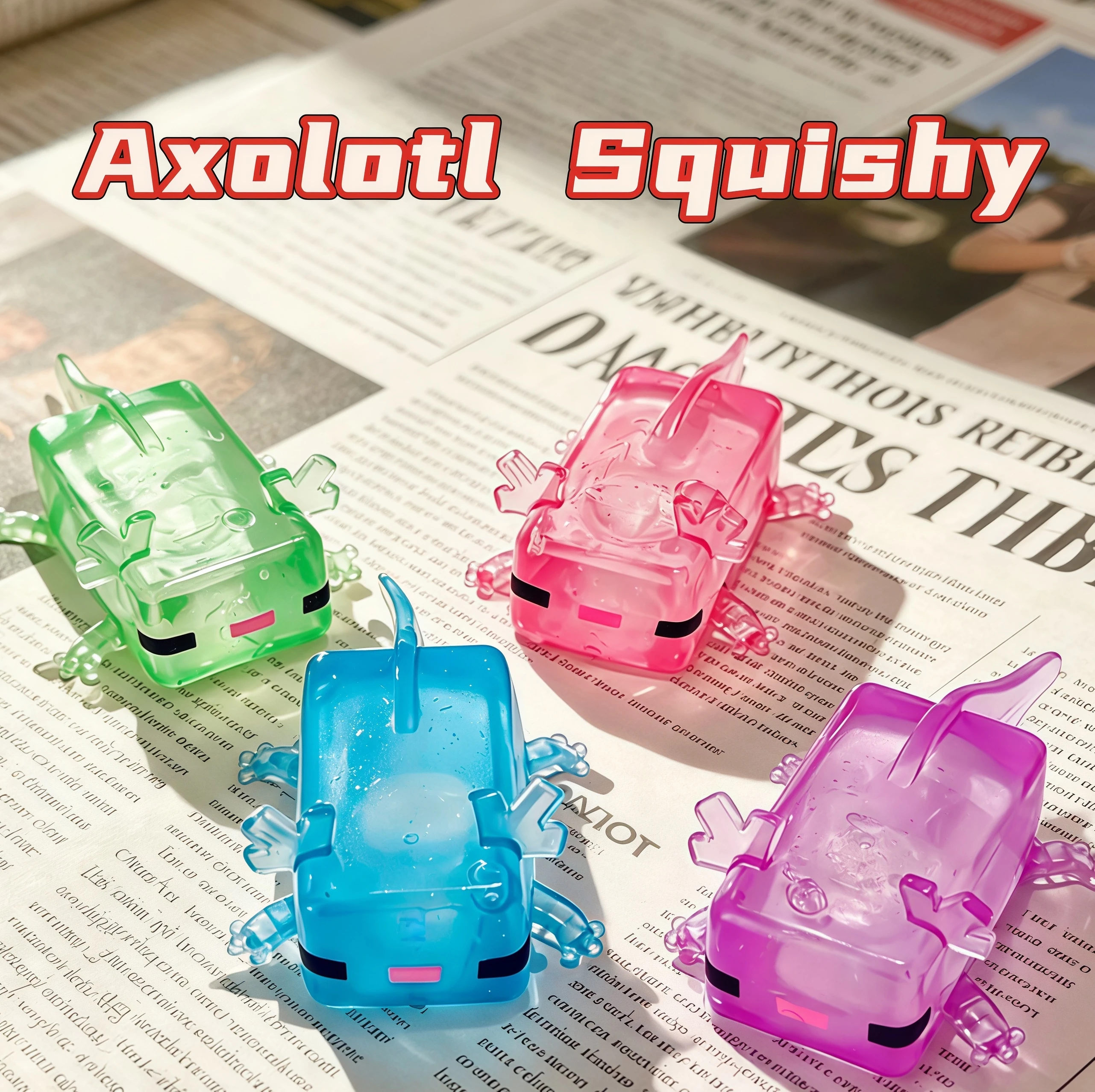 Cartoon-Tiere Axolotl Squeeze Squishy zum Stressabbau, Emotionen lösen, langsam zurückfedernd und entspannend, Fidget-Geschenke zum Geburtstag