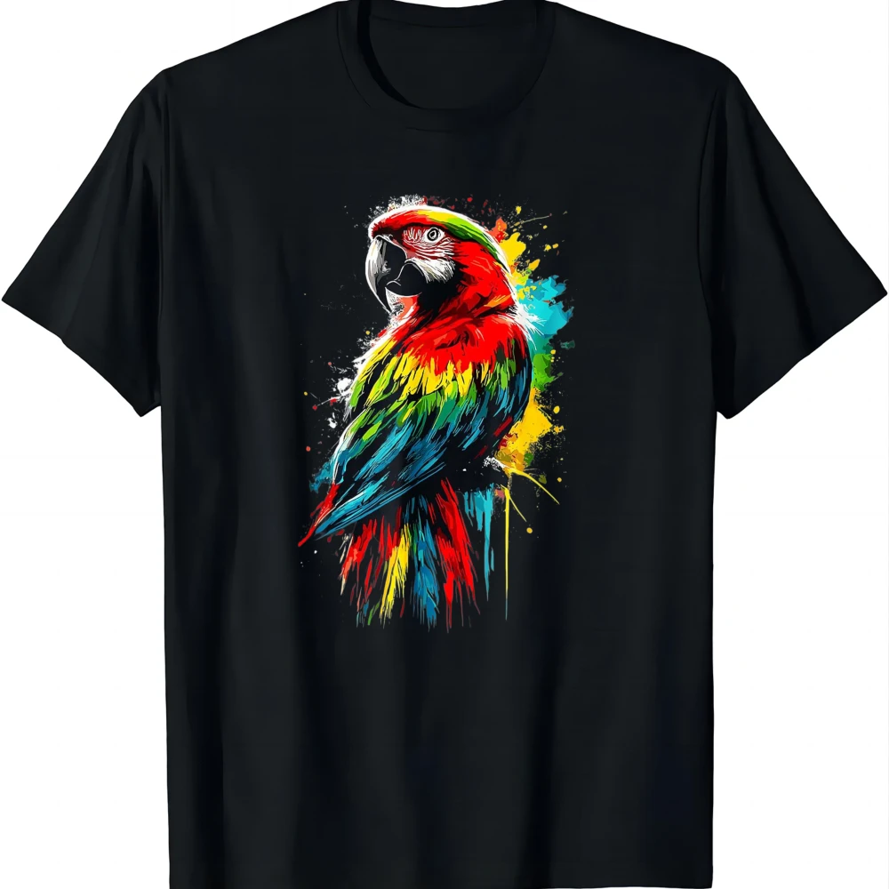 Colorful Tropical Bird Parrot Lover T-Shirt Mens Fashion Streetwear Personalized T-shirt Print on Demand Camiseta Hombre