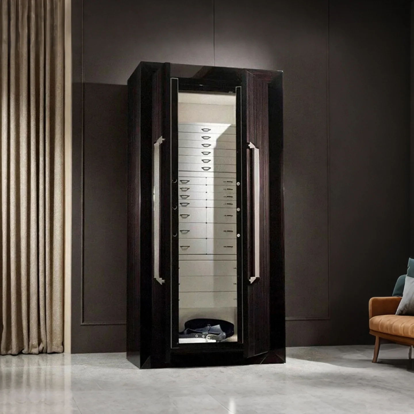 Italian solid wood high-end floor jewelry cabinet modern simplicity high-end villa luxury jewelry storage safe