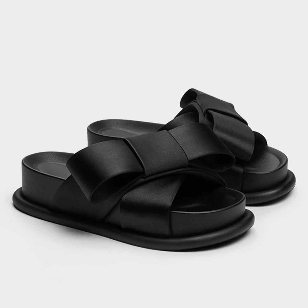 

FWRD Women's Bow-Decor Leather Chunky-Sole Sandals, Stylish & Comfortable for Daily Wear & Outdoor Summer #FWRD000318