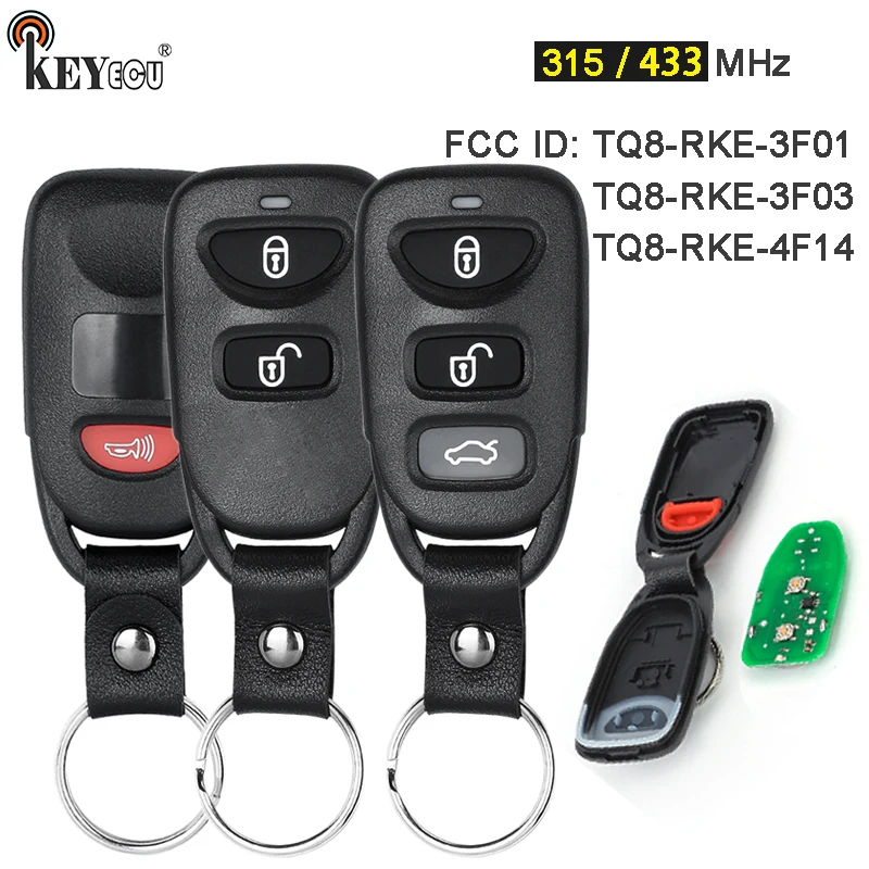 KEYECU 315 / 434MHz FCC ID: TQ8-RKE-3F01 TQ8-RKE-3F03 TQ8-RKE-4F14 Remote Key Fob for Hyundai Accent Elantra Touring 2012-2017