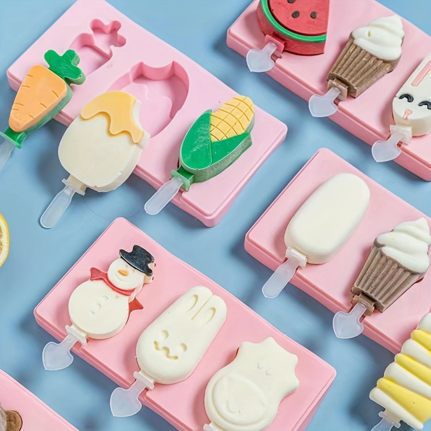 2ピースの簡単に取り出せるアイスクリーム型 - クリエイティブな自家製アイスキャンディーとおやつ、食品安全プラスチック、ラテックスフリー