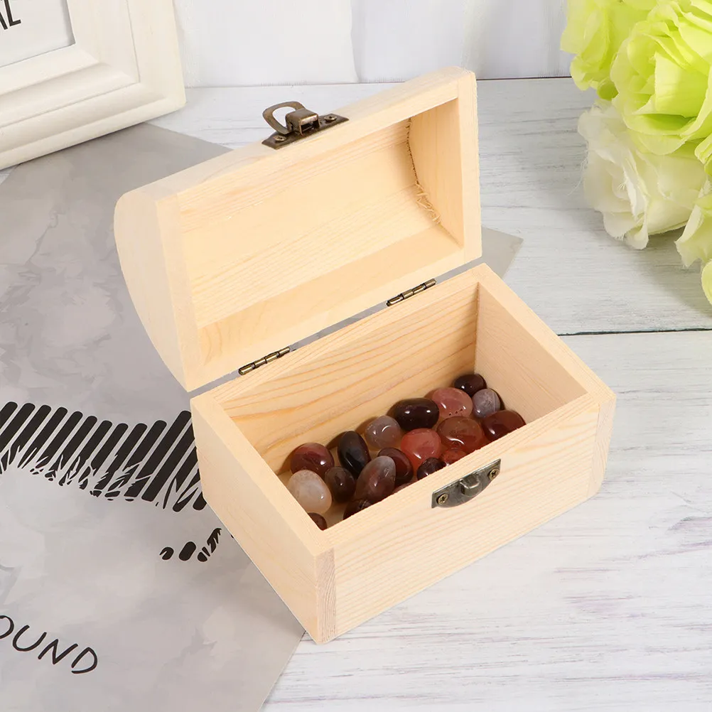 Wooden Jewelry Box 2 Piece Retro Compact Trinket Organizer Small Storage Container DIY Gift