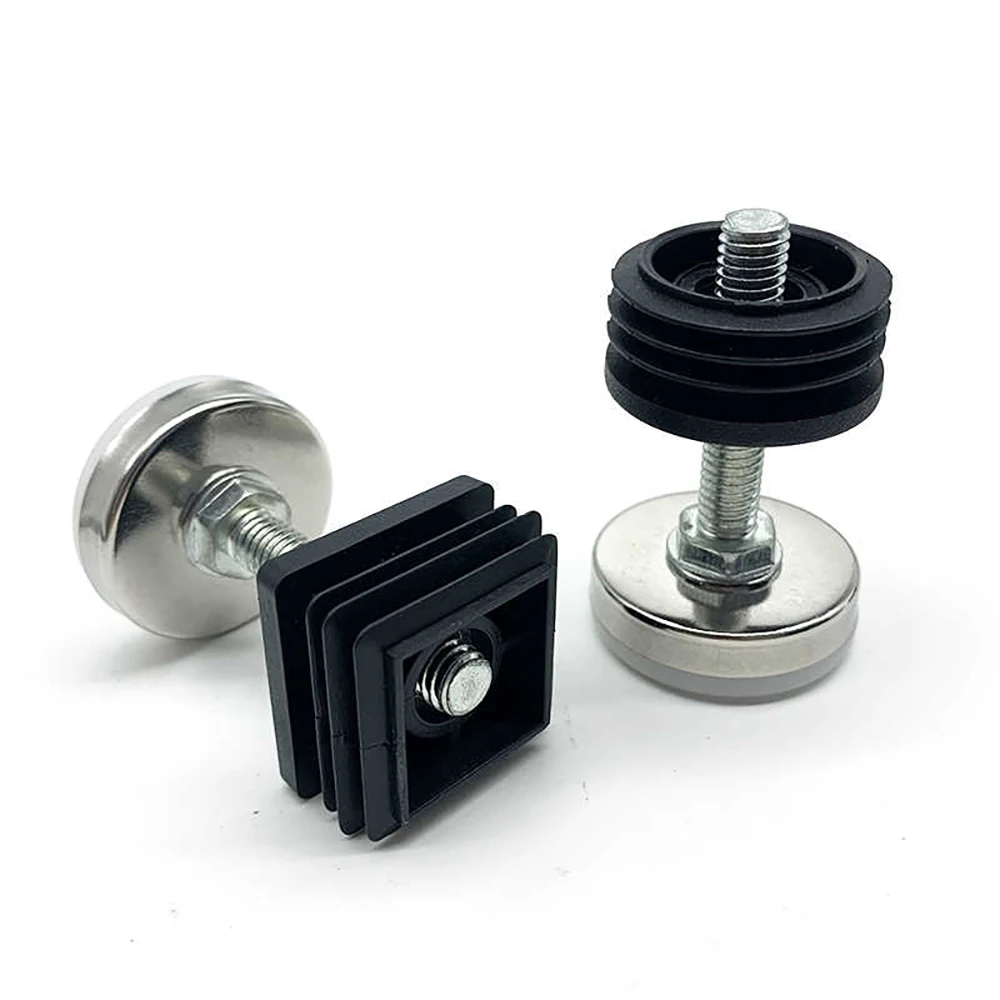 1-100Pcs M8 Adjustable Furniture Feet And Square/Round Tube Plug With Nuts Black Sofa Chair Table Leveler Legs For Furniture image 3