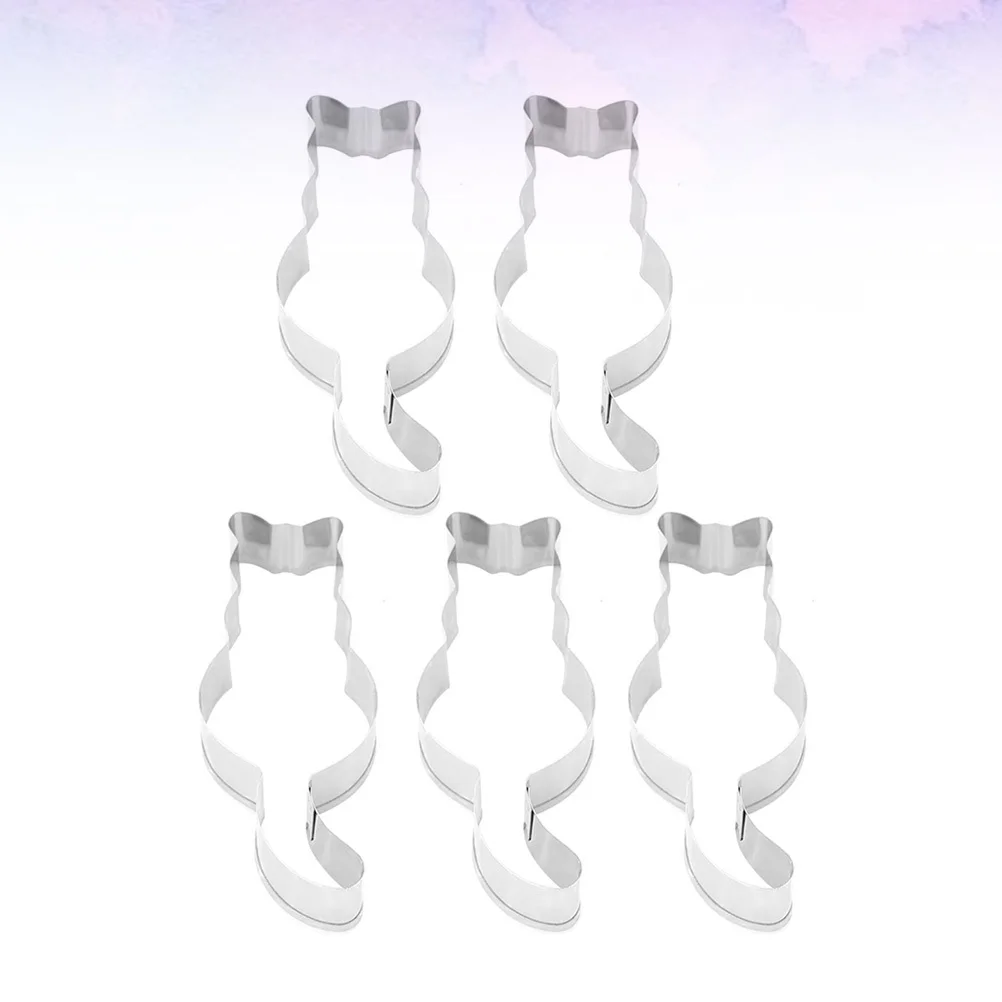 

5Pcs Cat Shape Cookie Cutter Stainless Steel Baking Tool for Cookies Biscuits Fruits Vegetables Decoration Birthday