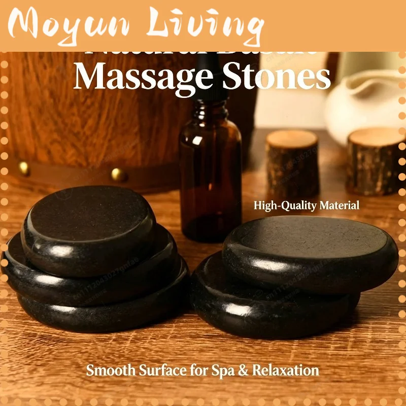 Hot Stones for Massage 4 Large and 2 Medium Basalt Stones Set Hot Rocks Massage Stones for Spa, Relaxing, Healing