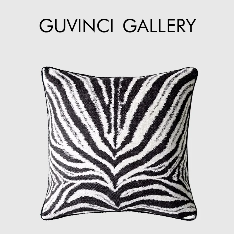 

GUVINCI Modern Abstract Zebra Stripe Print Pillowcase Luxe Blend Fabric Texture Waist Cushion Cover Eclecticism Style Home Decor