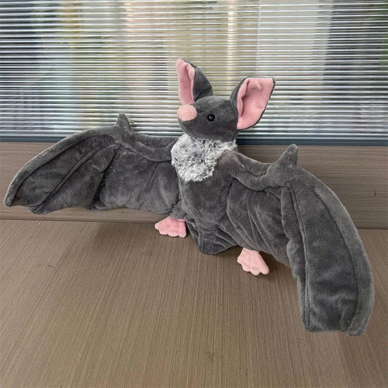 Halloween Grey Bat Plush Toy Stuffed Animal Doll Soft Throw Pillow Scare Home Decoration Fans Girls Boys Birthday Christmas Gift