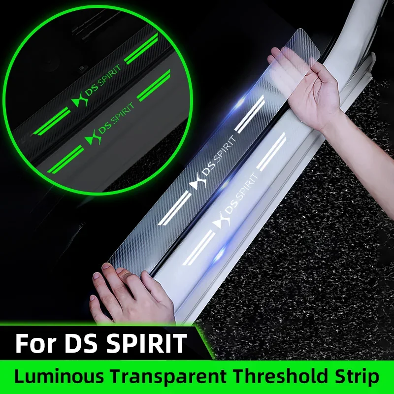 Luminous Transparent Car Door Sill Sticker For DS SPIRIT DS3 DS4 DS5 DS6 DS7 150e 5LS Carbon Fiber Trunk Protect Threshold Strip