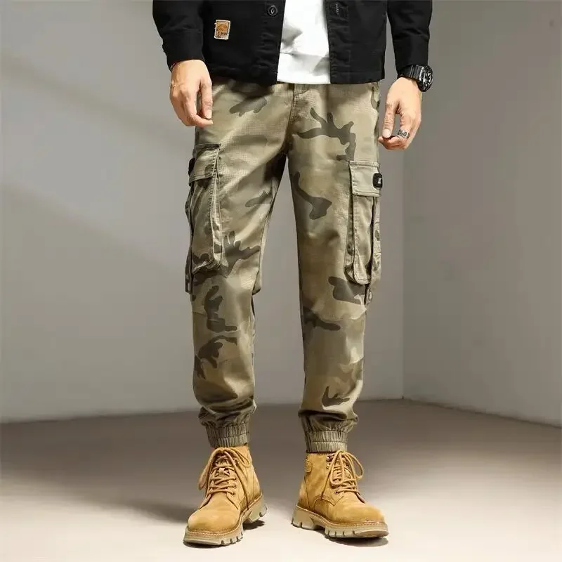 

Multipockets Autumn Trousers Man Multi Pocket Camouflage Cargo Pants for Men Camo Khaki Luxury Casual Long Techwear Fashion Y2k