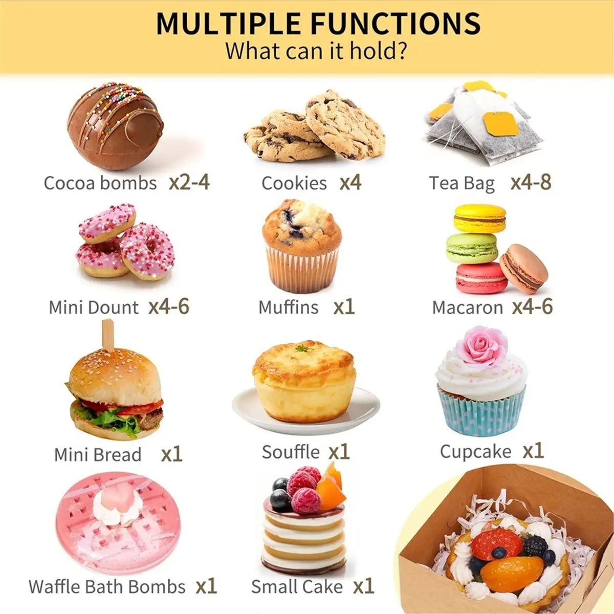 2026 New 50pcs Bakery Boxes with Window, 4x4x2.5 Inches Brown Cookie Boxes Kit for Small Pastries, Cookies Treats and Desserts