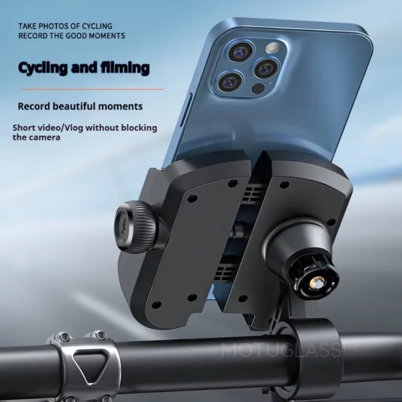 Universal Motorcycle Electric Scooter Phone Mount Anti Shake Secure Adjustable Holder for Cyclists and Delivery Riders