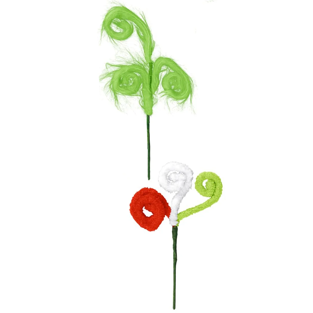 Adornos de árbol de Navidad peludos verdes de primera calidad, relleno de jarrón para el hogar, decoraciones navideñas, adornos de árbol de Navidad
