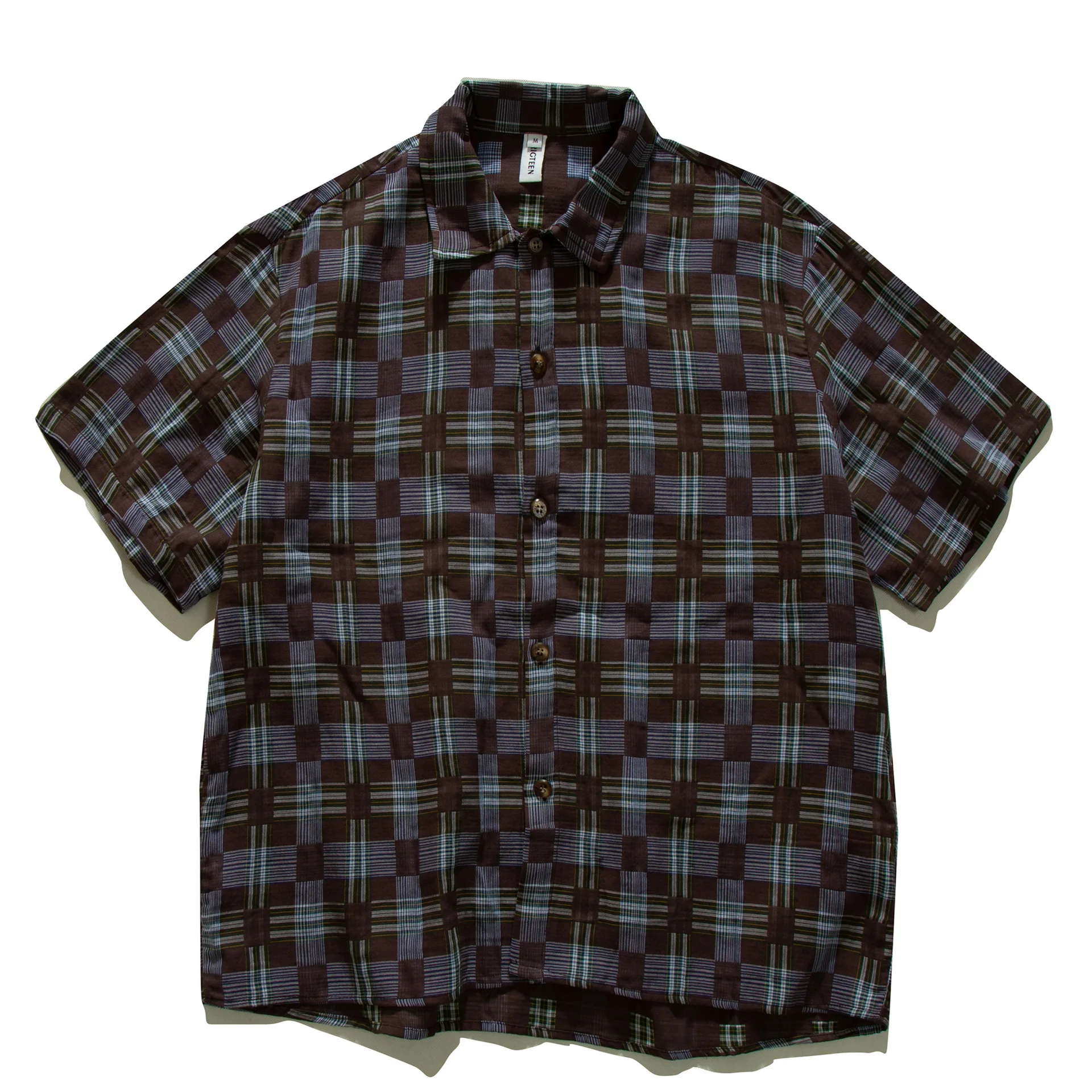 

Новая летняя рубашка в японском ретро-стиле Амекаджи в клетку, с коротким рукавом, для мужчин и женщин, свободная, хлопковая, винтажная, рабочая одежда