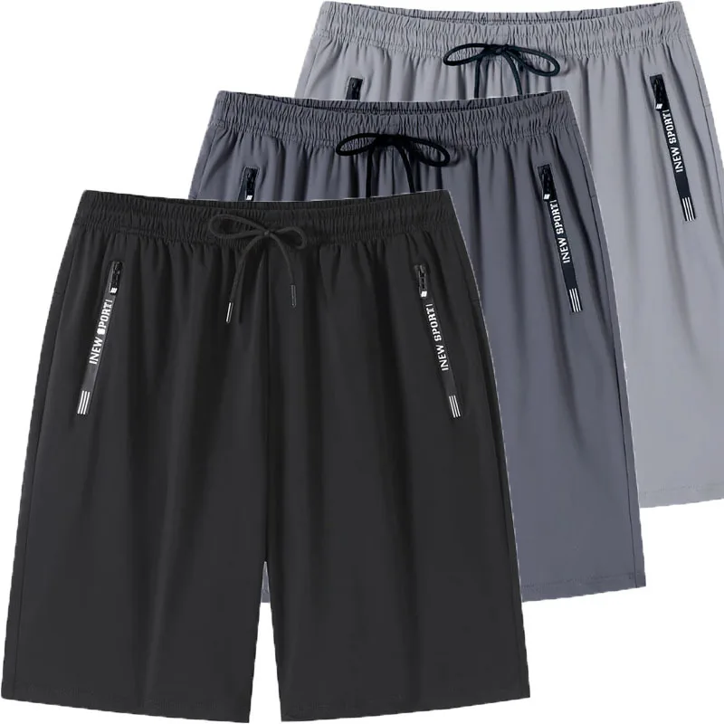 Быстросохнущие шорты мужские летние тонкие короткие брюки для бега спортивная нижняя часть тренажерный зал фитнес пляж карман на молнии свободные короткие спортивные штаны мужские