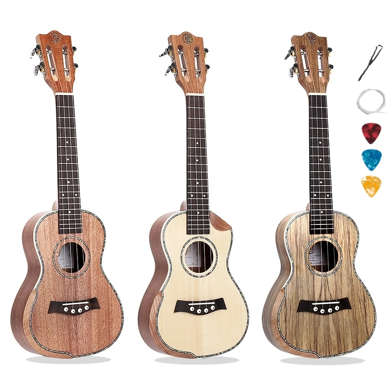 

Ukulele 24 26 Inches Solid Spruce Acacia Mahogany Mini Electric Concert Tenor Acoustic Guitar 4 Strings Ukelele Install Pickup