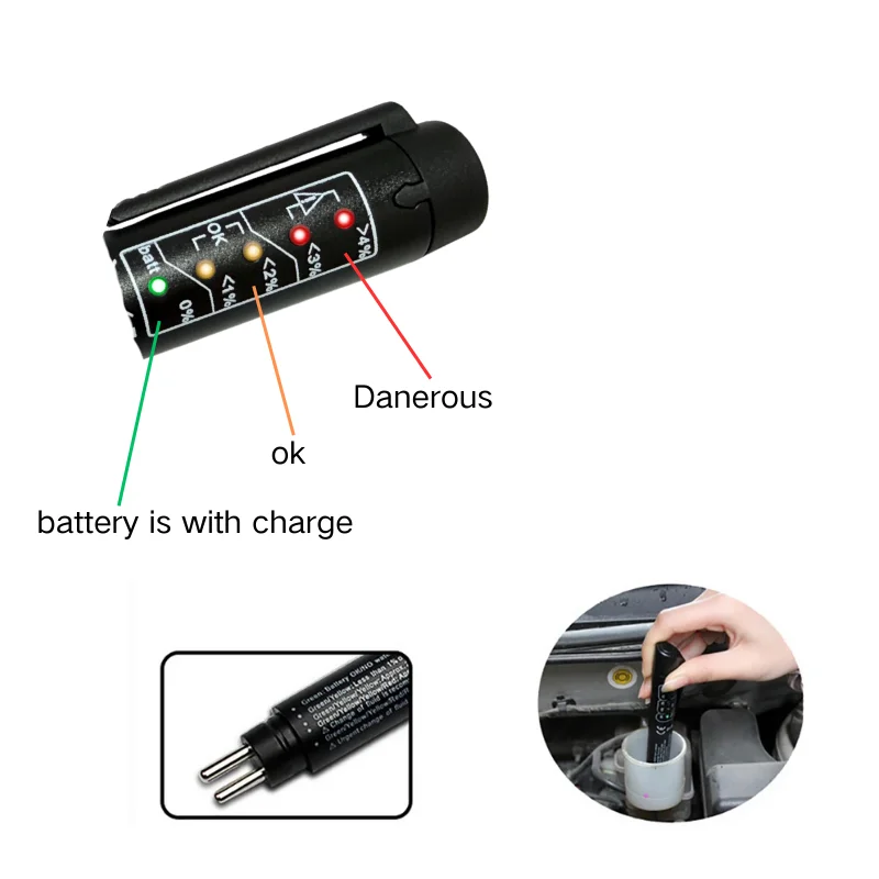 Universal Brake Fluid Tester Pen DOT3 DOT4 DOT5 Accurate Oil Quality Diagnostic Tools LED Indicator Automotive Brake Oil Tester