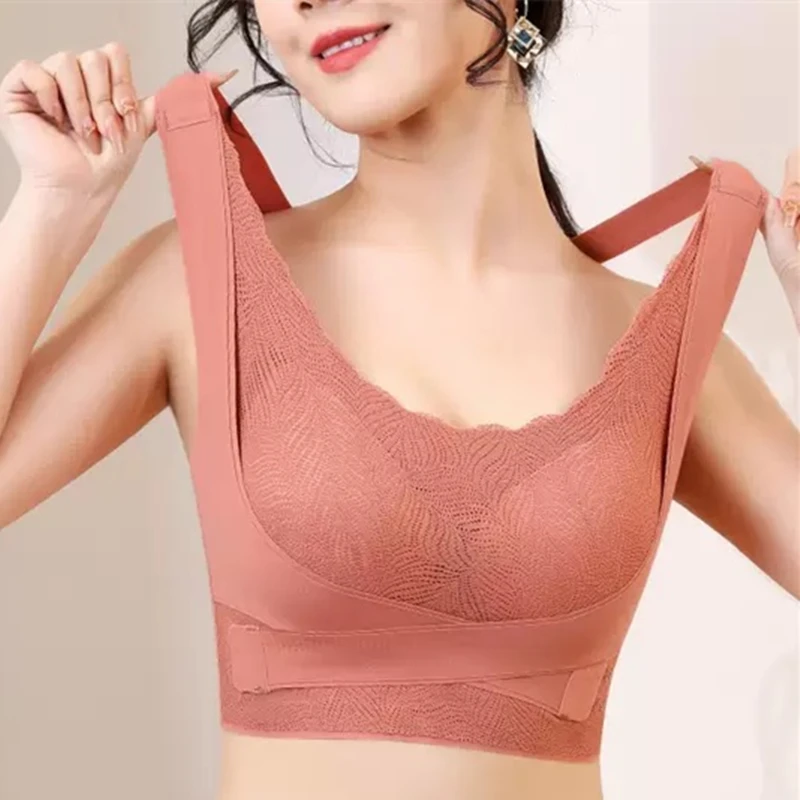 Women's Lace Side Buckle Cross Shock-Proof Sports Vest Traceless Beauty Back Yoga Fitness Underwear