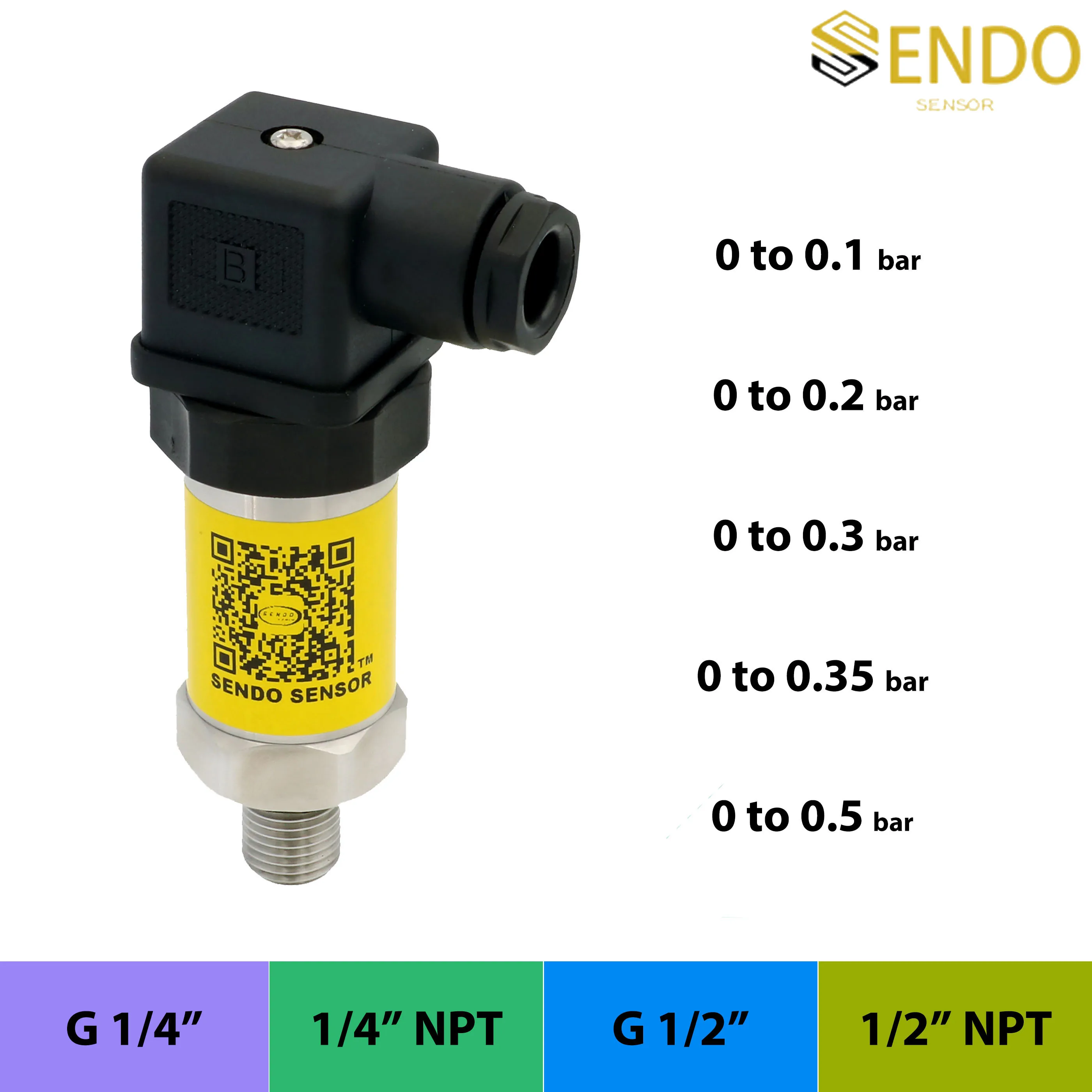 4-20mA Pressure sensor transmitter 20 35 50 kpa gauge  0.1 0.2 0.4 0.5 bar 1.5psig 3 7 psi 100 200 350 500 mbar IP65 Din43650A