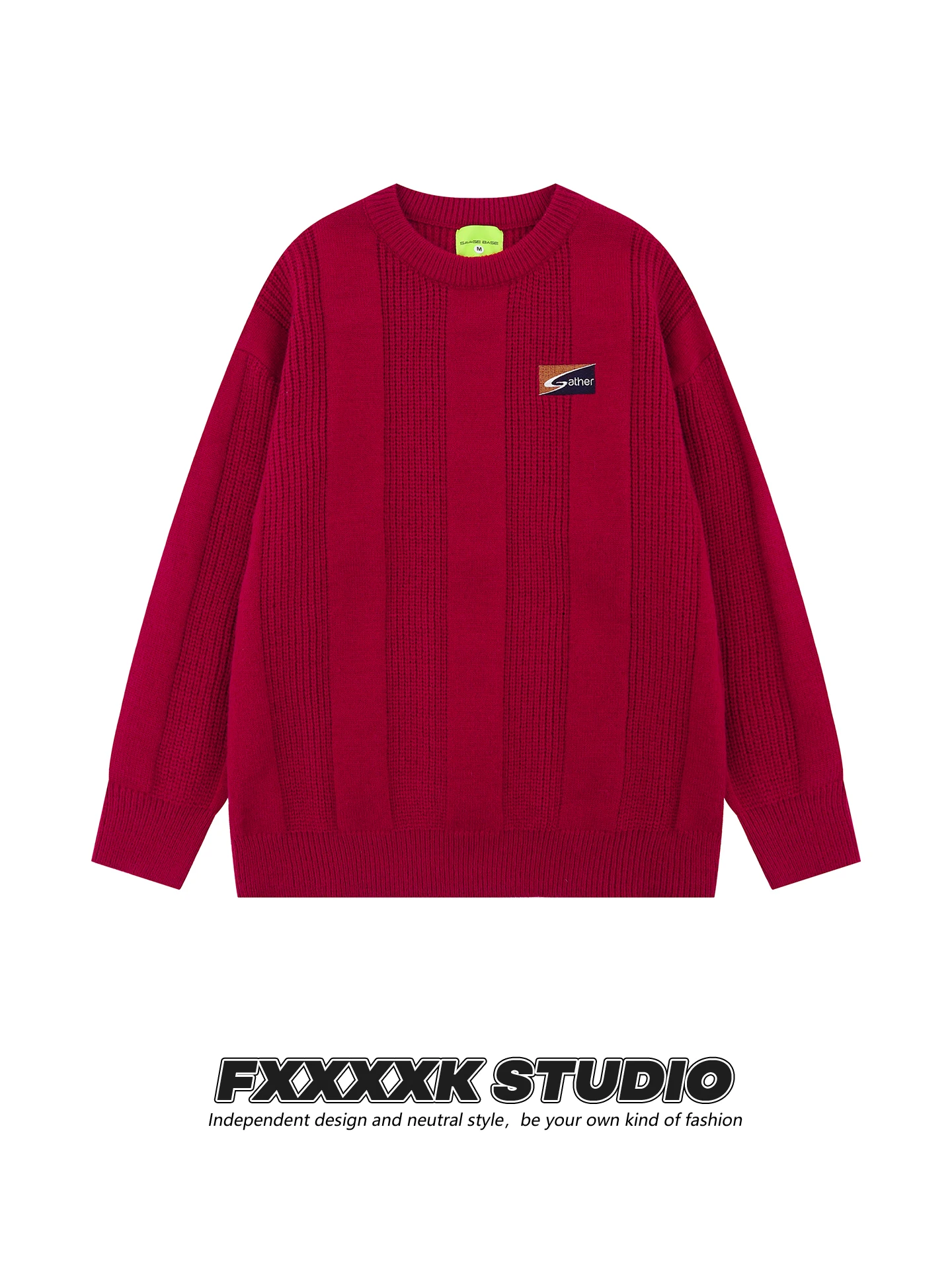 

Оригинальный вязаный свитер FXK в американском стиле ретро Lazy Sle ex Design Autumn College Sle Pullover Long Sve round Ne War...