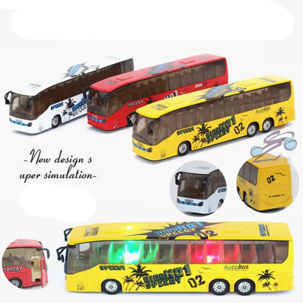 Regalo para niños, modelo de vehículo musical y ligero de alta imitación, juguetes de autobús extendidos, modelo de autobús de aleación, extraíble