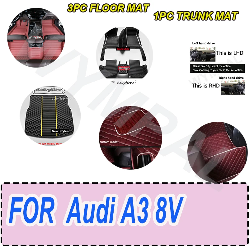

LUXURY Car Floor Mats For Audi A3 8V Sportback 2013~2019 Waterproof Rug Anti Dirt Pad Luxury Leather Mat